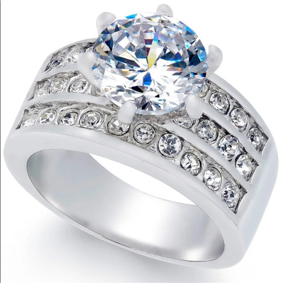 Charter Club Jewelry - Charter Club Silver Tone Crystal Triple-row Ring